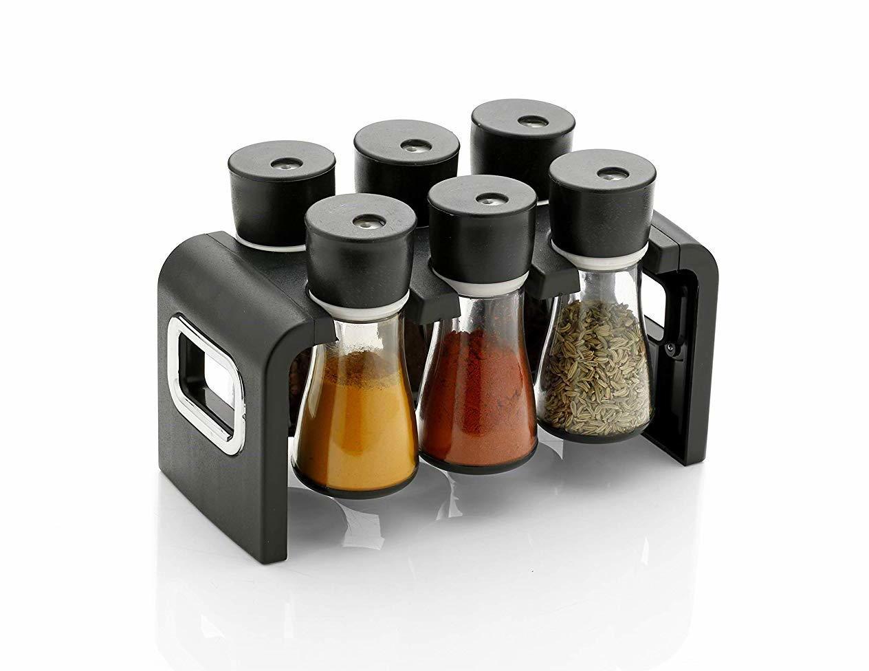 Multicolor 6 Pc Multipurpose Spice Rack Plastic Stackable And Space Savvy Dining Table Spice Rack