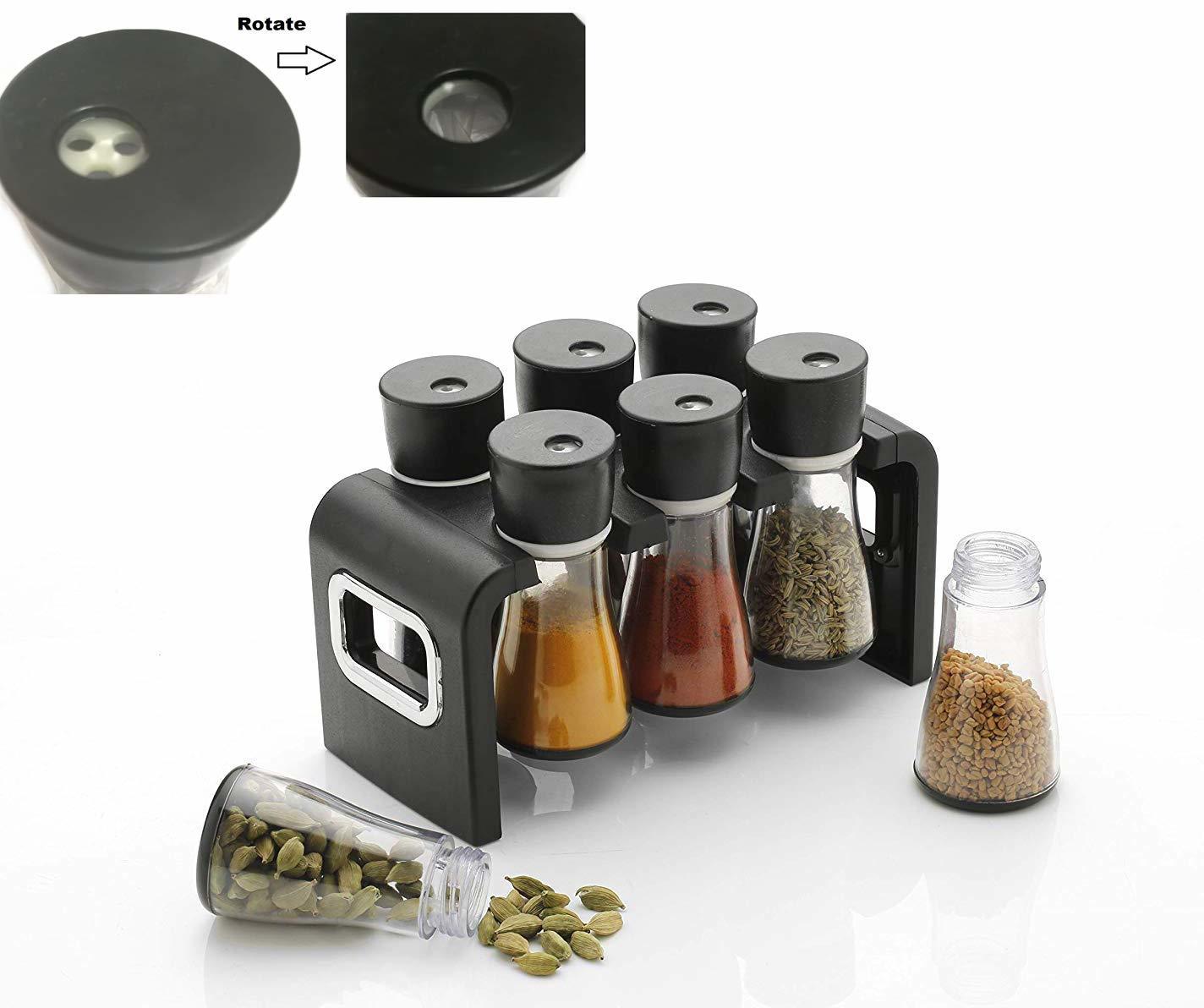 Multicolor 6 Pc Multipurpose Spice Rack Plastic Stackable And Space Savvy Dining Table Spice Rack