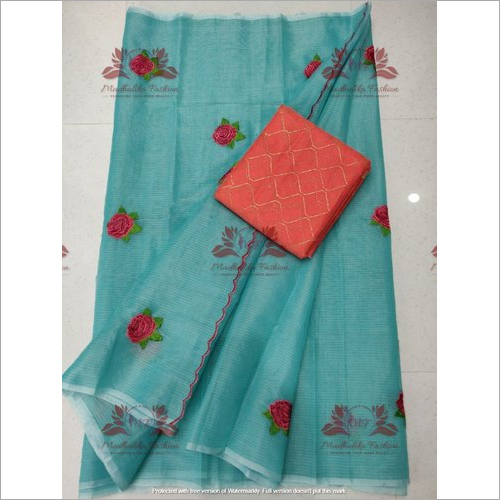 विभिन्न रंगों में उपलब्ध मधुलिका फैशन कोटा डोरिया एम्ब्रॉयडरी साड़ी