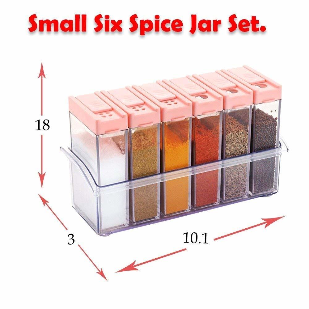Spice Jar 6 Pcs Set, Easy Flow Storage, Idle For Kitchen- Storage Box Container (Color May Vary)