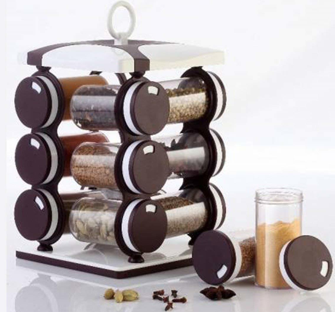 12 In 1 Revolving Spice Racks For Kitchen (Brown)