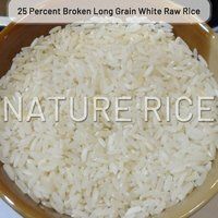  25 प्रतिशत टूटा हुआ लंबे दाने वाला सफेद कच्चा चावल