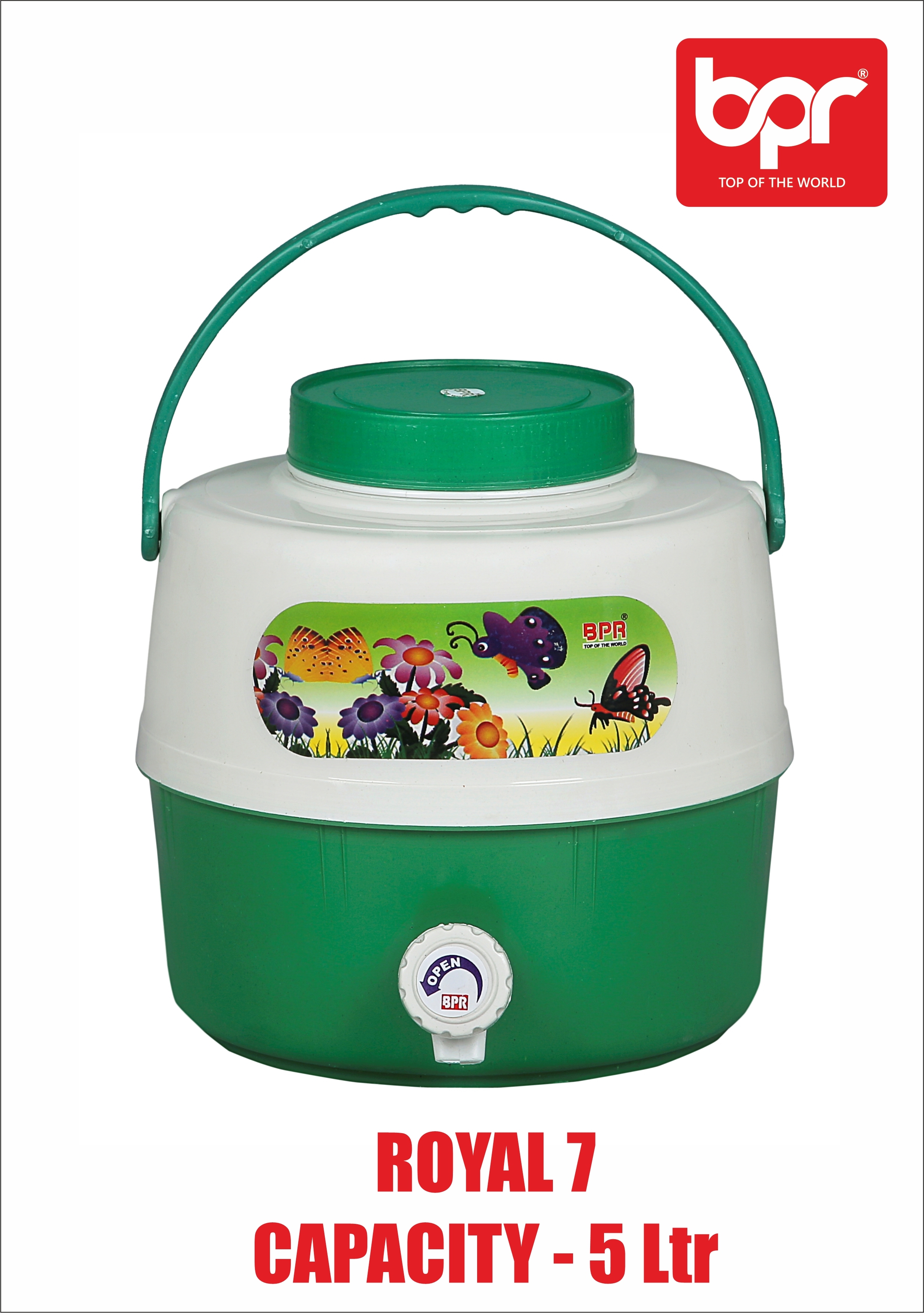Insulated Plastic Water Jug - 5 Liter Red/blue/green | Rigid Handles 12-hour Cold Retention Lightweight Design Durable Pp Material