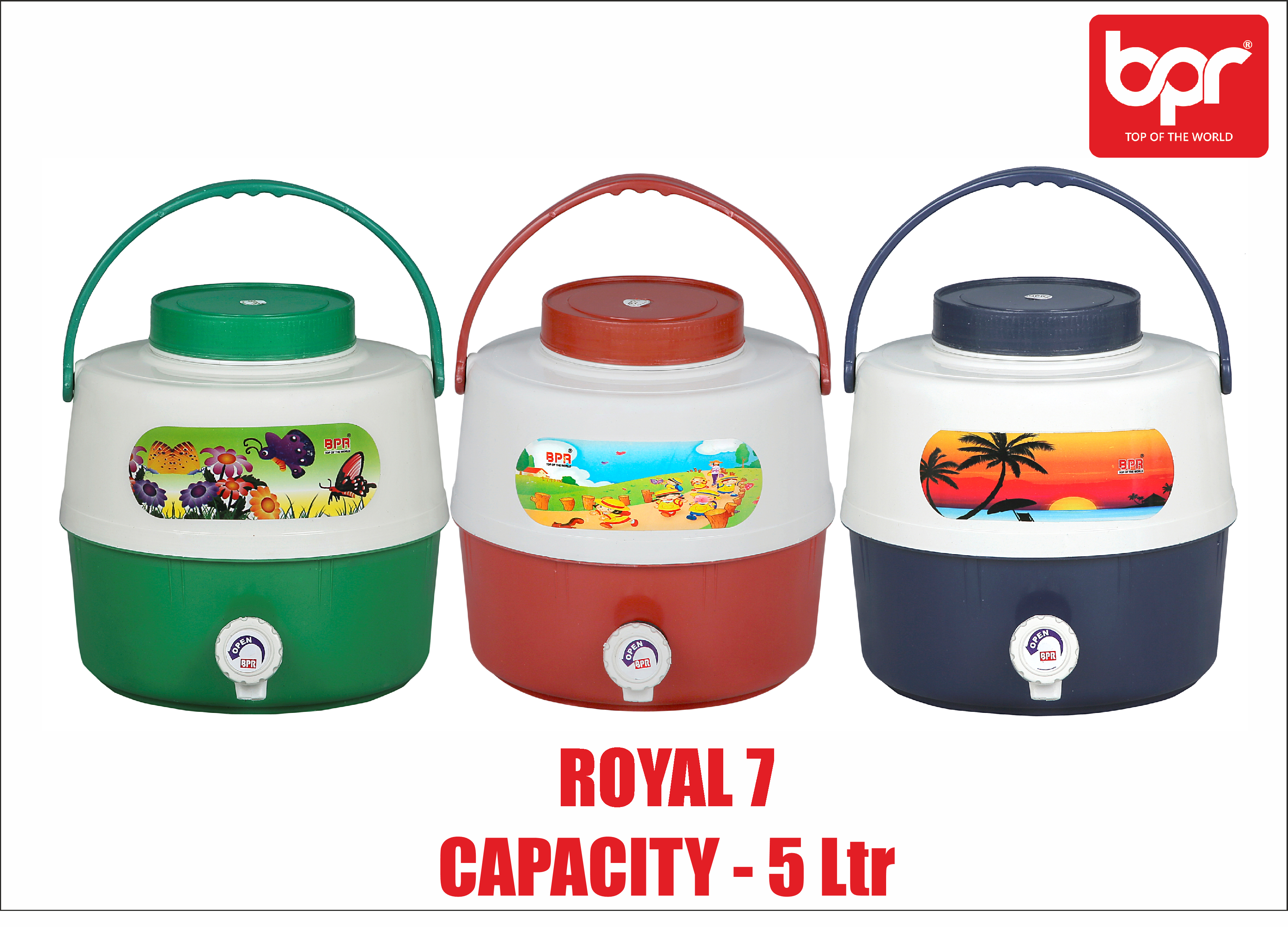 Insulated Plastic Water Jug - 5 Liter Red/blue/green | Rigid Handles 12-hour Cold Retention Lightweight Design Durable Pp Material