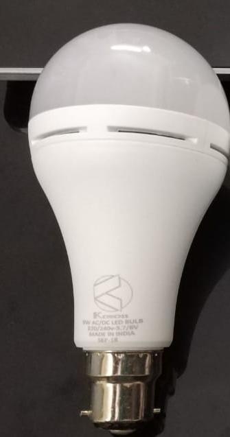 9w Rechargeable Bulb - Ceramic Body, Round Shape, White Color | Ip40 Rated, 220/240 Volt, 100 Lumens Luminous Flux, 1 Year Warranty