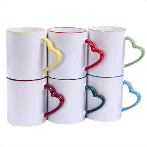 White Ceramic Heart Handle Mug Printing Services