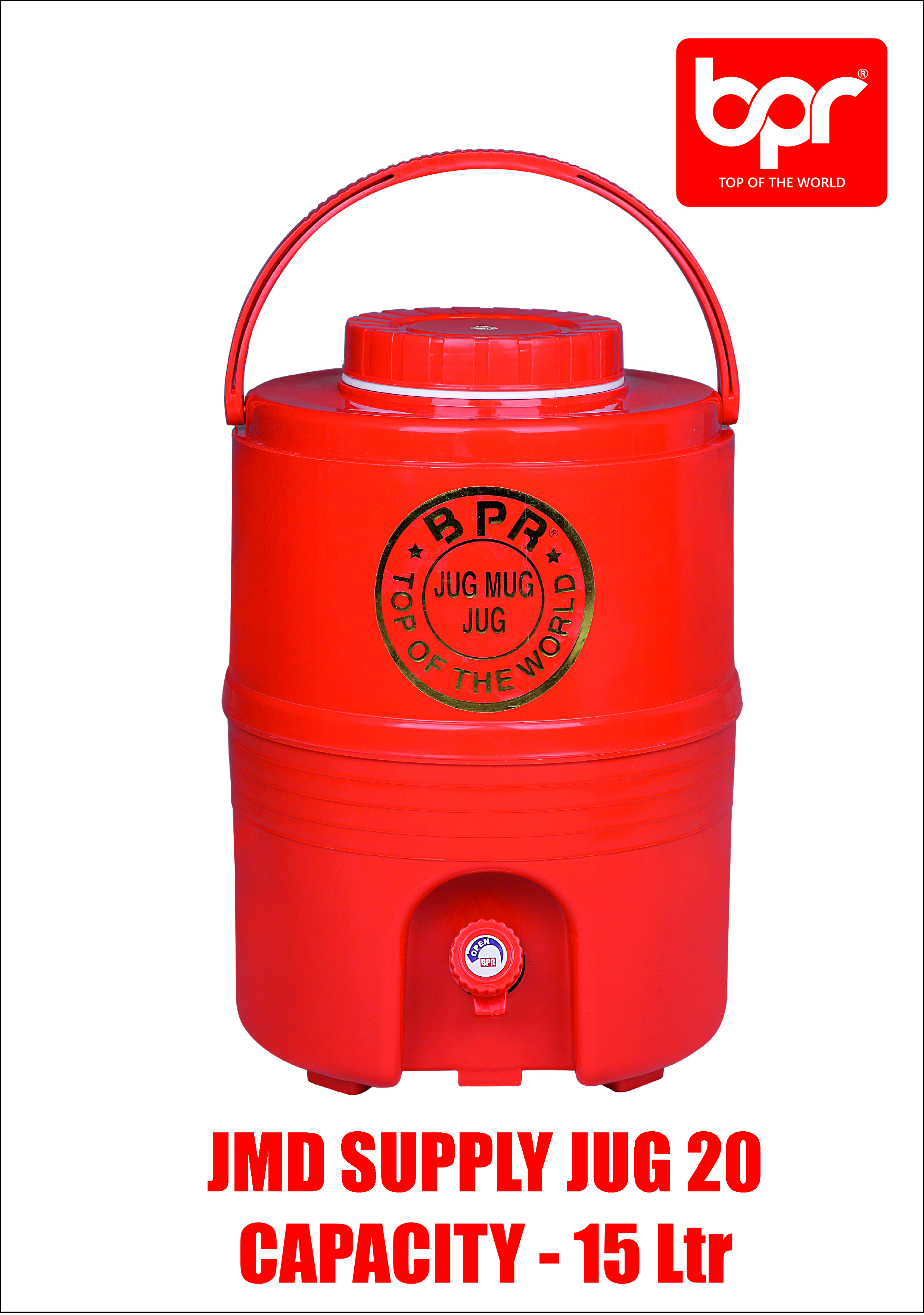 Water Supply Jug - Plastic, 15 Liter, Available In Red, Blue, Green, Orange, Grey | Insulated, Leakage-free, Durable With Easy Access Tap