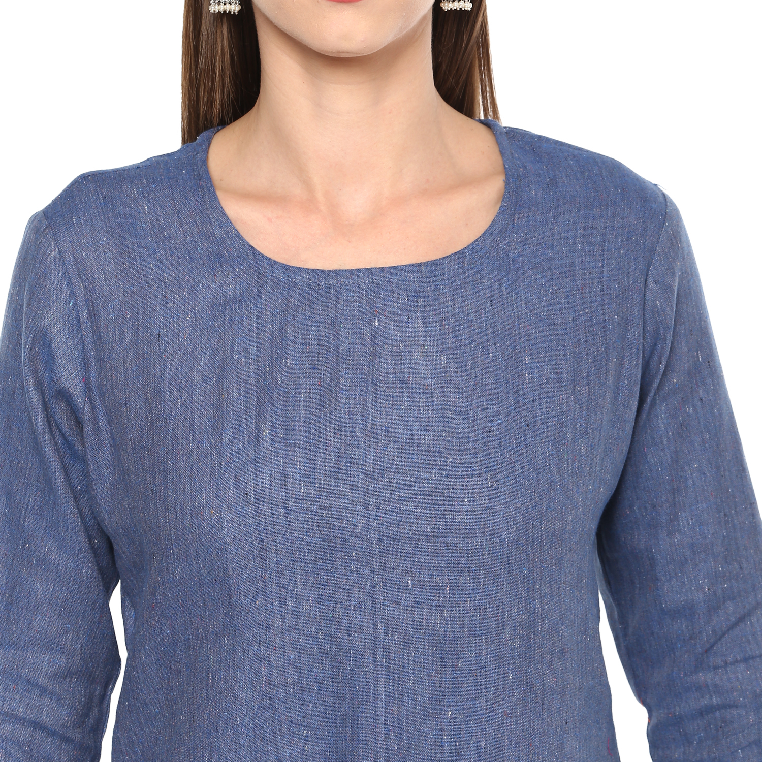 Plain Remtex Women Cotton Top Blue