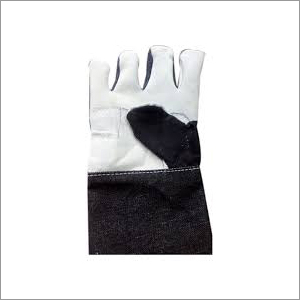 Chrome Jeans White and Black Leather Gloves