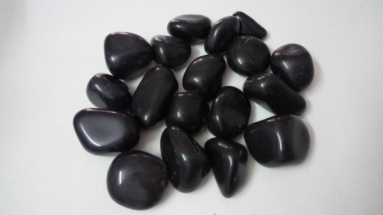 High Quality Best Sale Product In India Decoration Jet Black Double Polished Pebble - Artificial Stone Type: Solid Surface
