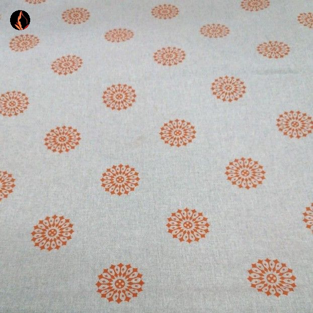 Linen Printed Fabric - 45 Inches Wide, 150 Gsm Weight | Peach Striped Floral Design For Kurtis And Women's Casual Ethnic Wear