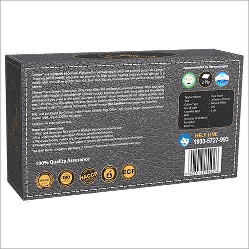 Face Towel - Paper-based, 20cm X 20.5cm , Natural White, Moisture-absorbent, 2-ply, 200 Total Pieces