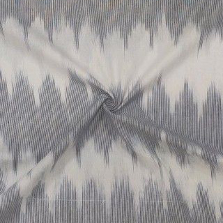Ikat Fabric - Cotton Blend, 44 Inches Wide, Grey Color, Ikat Pattern | Ideal For Kurtis And Women's Casual & Ethnic Wear