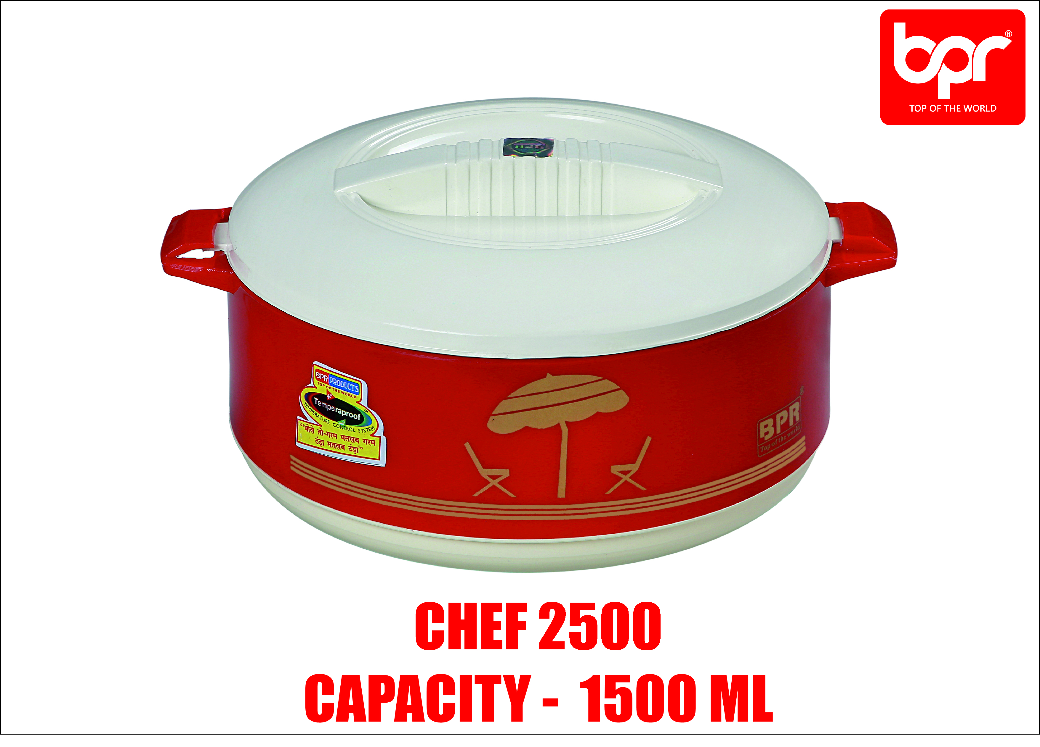 4 Colours Available - Red Bpr Chef 2500 Insulated Hot Pot