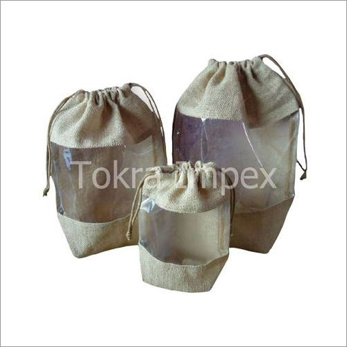 प्राकृतिक (कैमल) जूट विंडो ड्रॉस्ट्रिंग बैग