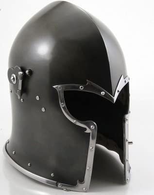 Helmet New Black Barbuta Roman Gladiator Armor Helme Adult 72 Cm Inner Circumference  By Thor Instruments