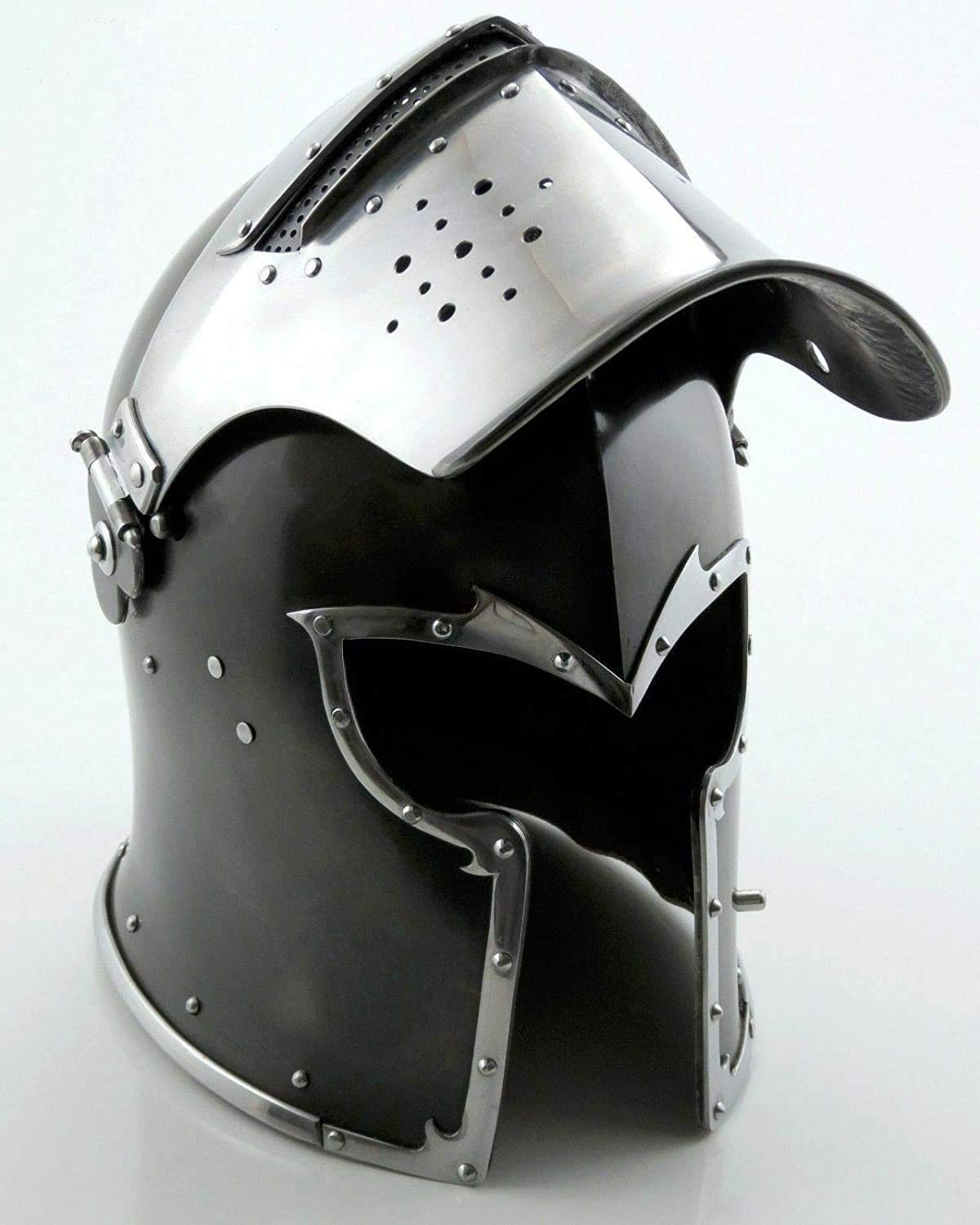 Helmet New Black Barbuta Roman Gladiator Armor Helme Adult 72 Cm Inner Circumference  By Thor Instruments
