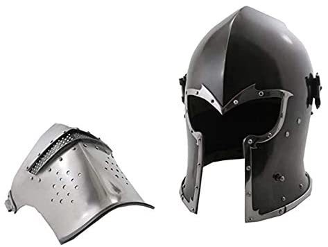 Helmet New Black Barbuta Roman Gladiator Armor Helme Adult 72 Cm Inner Circumference  By Thor Instruments