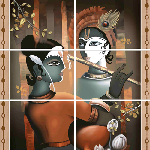Multi Color Radhe Krishan Poster Wall Tiles
