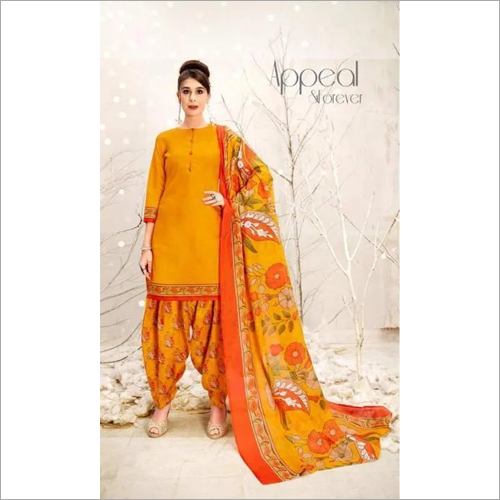 Yelow Cotton Patiala Suit