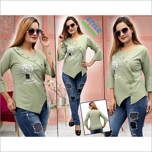 Available In Different Color Ladies Cotton Top