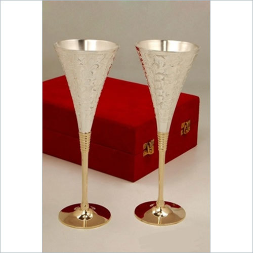 Brass Antique Glass Set of 2