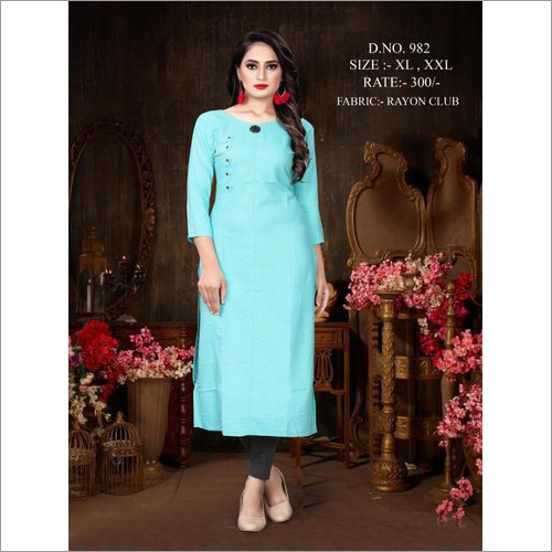Ladies Long Rayon Kurtis