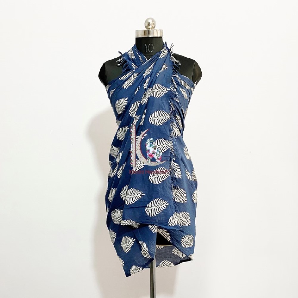 Blue Indigo Hand Block Printed Soft Cotton Sarong
