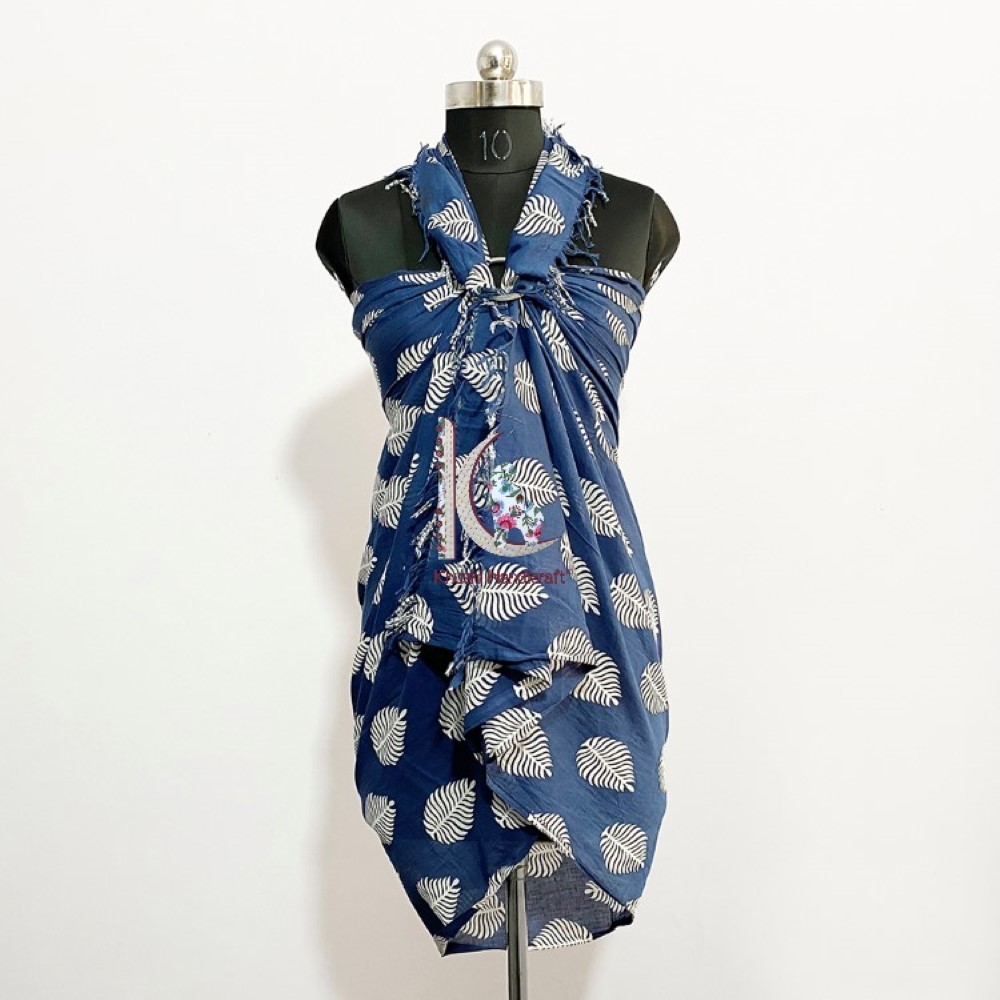 Blue Indigo Hand Block Printed Soft Cotton Sarong