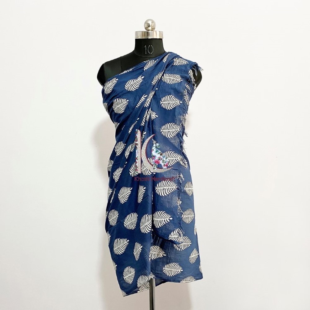 Blue Indigo Hand Block Printed Soft Cotton Sarong