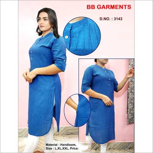 Ladies Kurti - Casual Cotton Blend, Available in L, XL, XXL | 4 Vibrant Colors Perfect for Rainy, Spring, Summer, and Winter Seasons