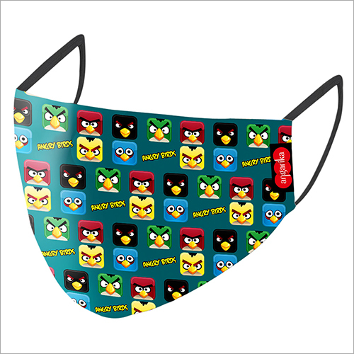 Kids Printed Cotton Mask - Standard Size, Multicolor Design | Anti-Allergic, Comfortable Ear Loop Support