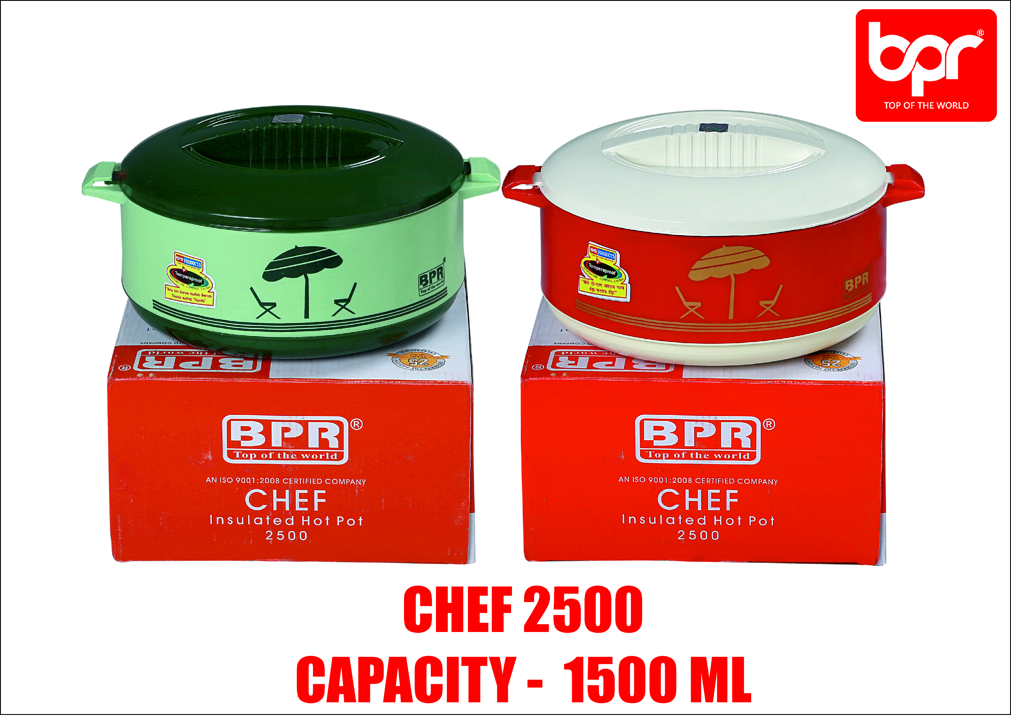 4 Colours Available - Red Bpr Chef 2500 Insulated Hot Pot