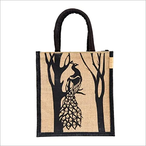 Multicolor Jute Designer Zipper Bag