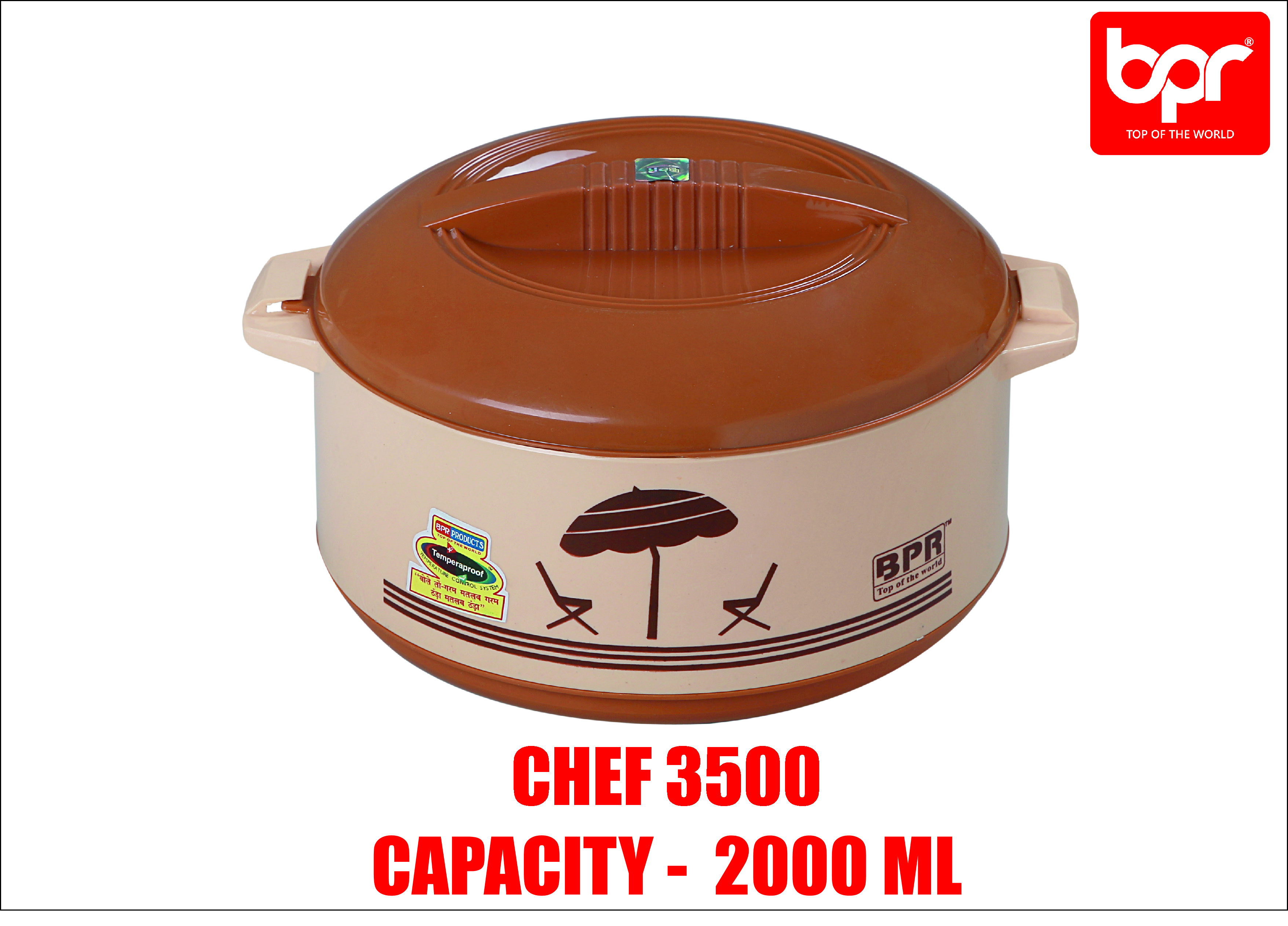 Double Wall Hot Pot - Stainless Steel 2000 Ml, Food Grade Plastic, Available In 4 Colors With Rigid Handles