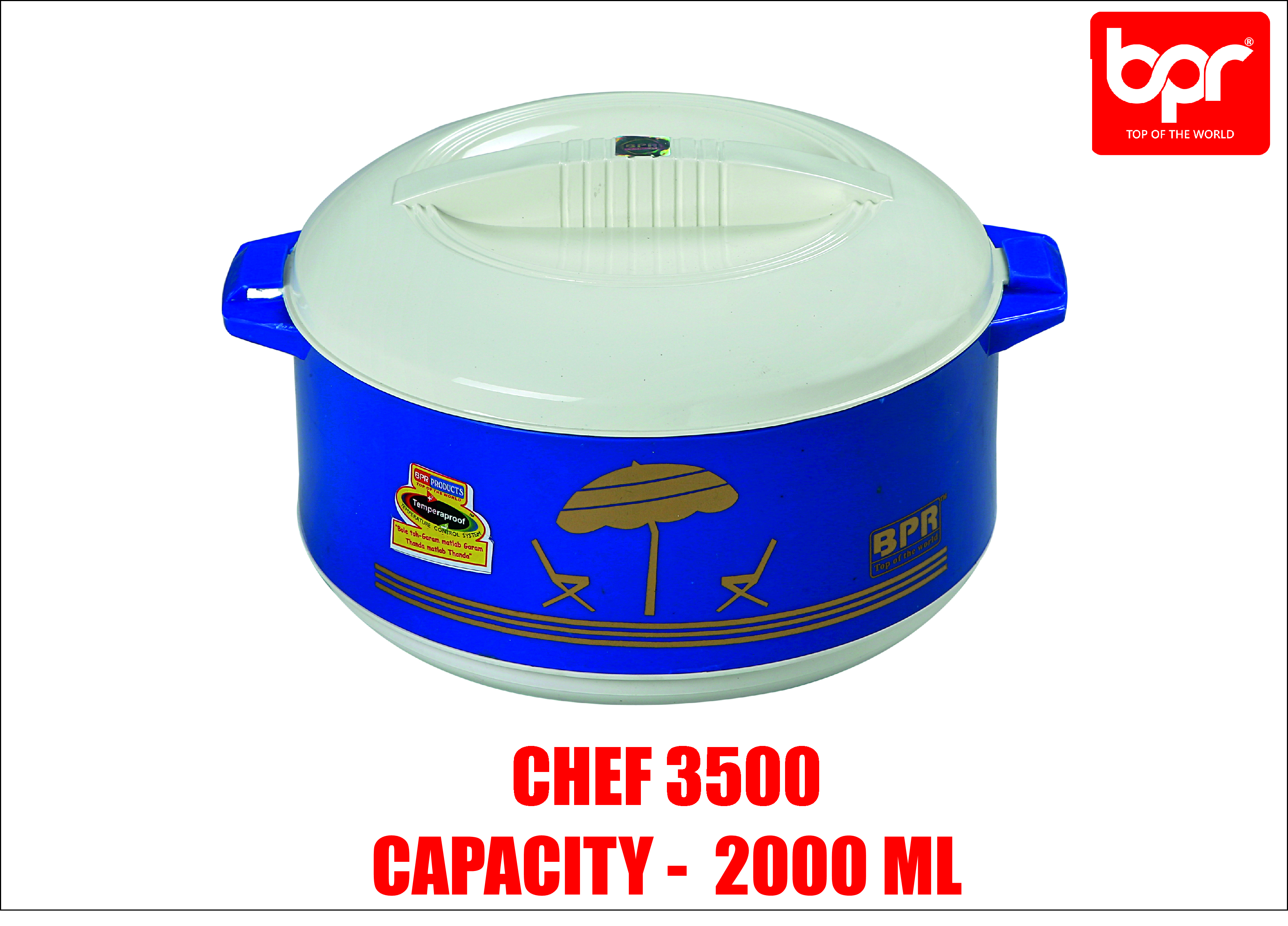 Double Wall Hot Pot - Stainless Steel 2000 Ml, Food Grade Plastic, Available In 4 Colors With Rigid Handles