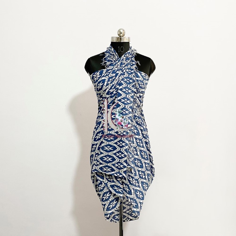 Blue Summer Collection Beach Wear Dress Printed Sarong