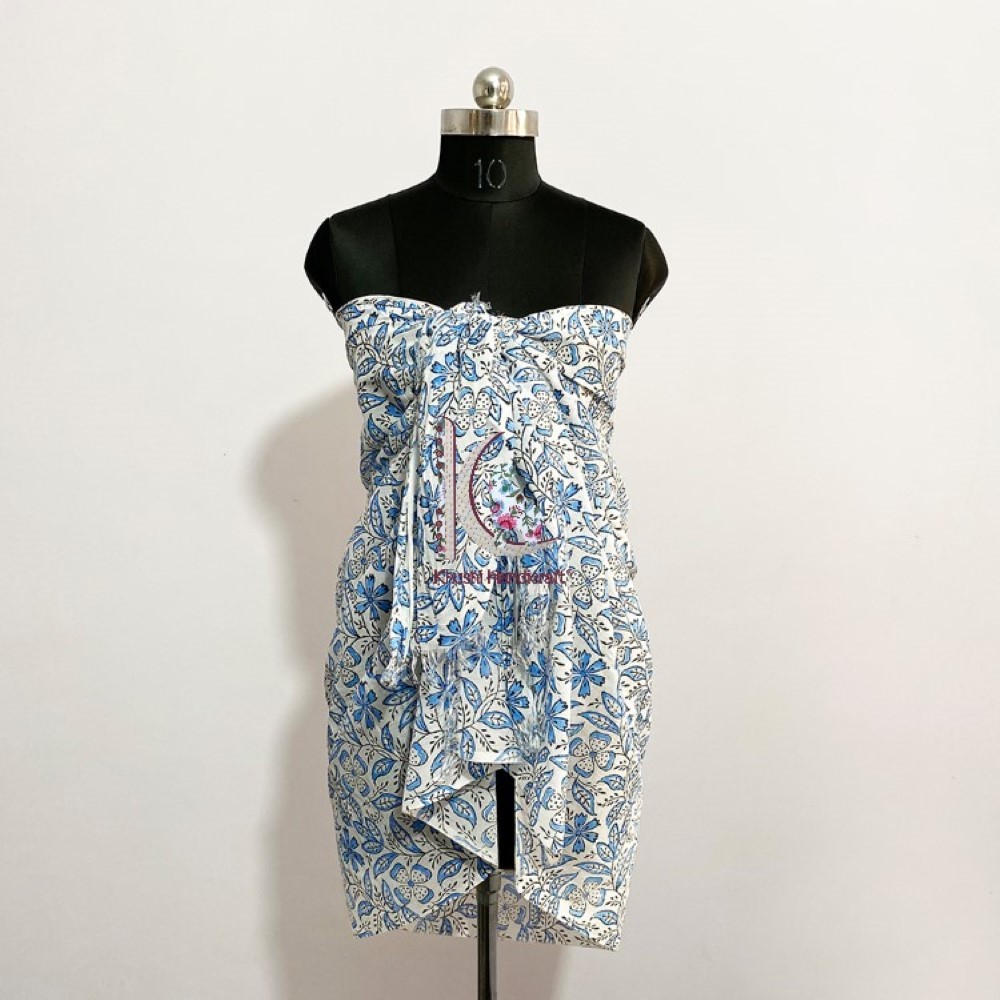 Wholesale New Collection Custom Pareo Sarong - Cotton, 44x72 Inches, Blue | Unisex, Hand Made, Printed Patterns, Floral And Geometrical Designs