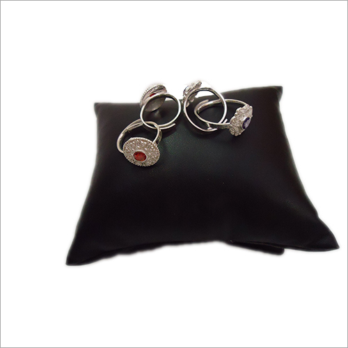 Silver Toe Rings - Adjustable Size, Red Gemstone, Sterling Silver | Elegant Accessory, Stylish Design, Polished Finish, Fashion Adornment for Women and Girls