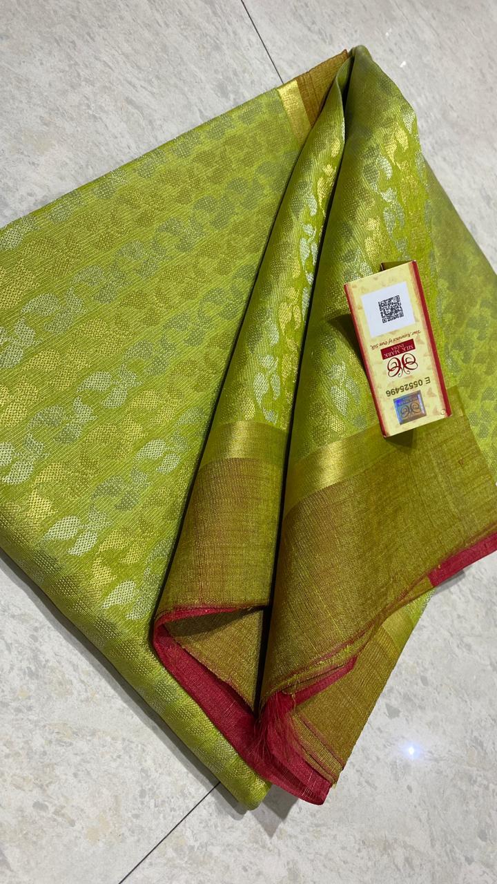 Pure Tussar (Kosa) Silk Handmade Full Jari Jala Saree - Pure Tussar Silk, Full Jari Jala Weave, Handmade Blouse, Summer & Rainy Wear, Perfect For Parties