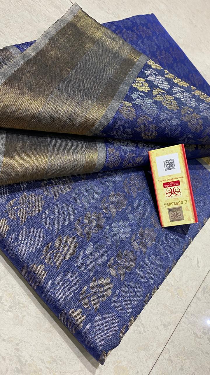 Pure Tussar (Kosa) Silk Handmade Full Jari Jala Saree - Pure Tussar Silk, Full Jari Jala Weave, Handmade Blouse, Summer & Rainy Wear, Perfect For Parties
