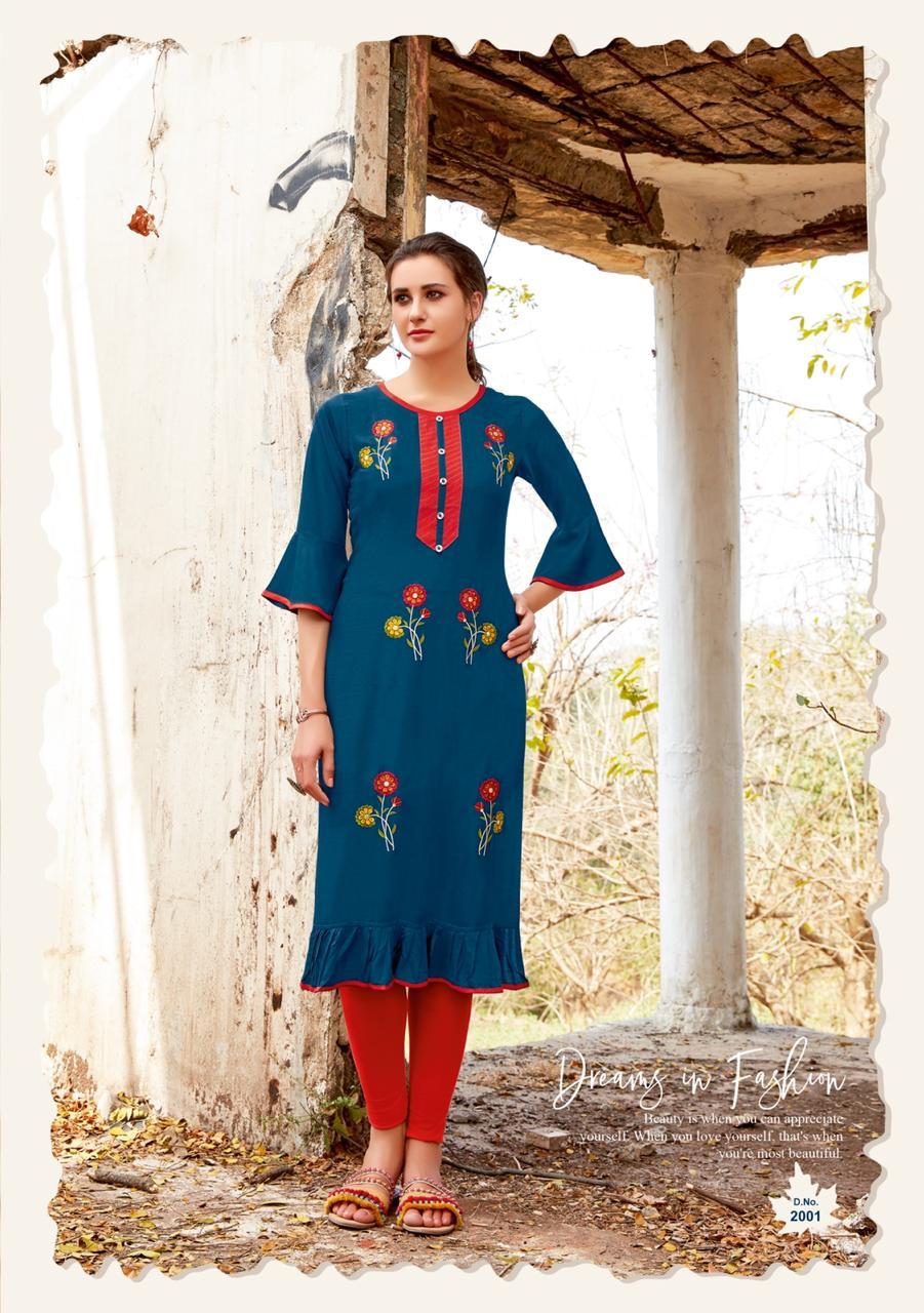 Jinesh Lunched By Candy Vol-2 - 14 Kg Rayon Slub With Hand Work | Ladies Formal Wear, 3-4th Sleeve, Available In M/l/xl/xxl, Printed Designs For All Seasons