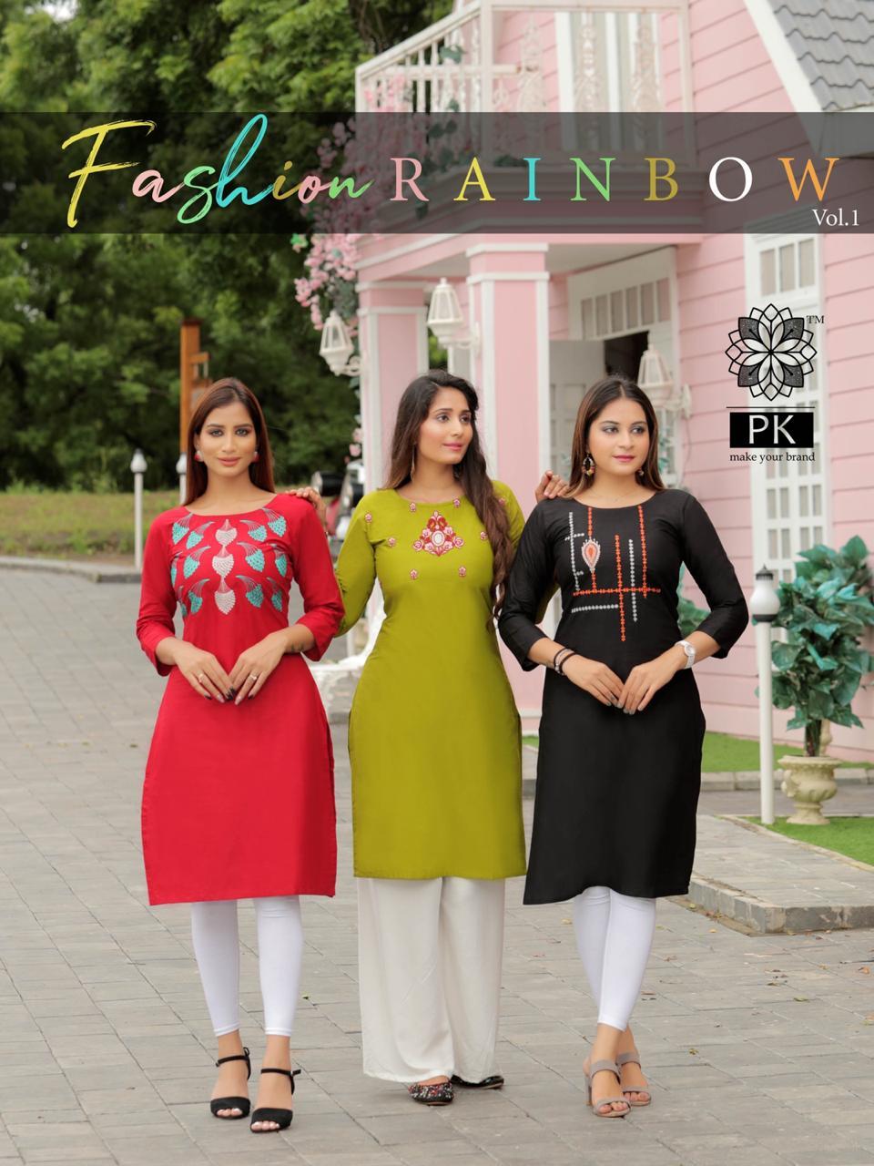 Pk Lunched By Fashion Rainbow Vol-1 - Heavy Cotton, Sizes S(36) To 4xl(48), Length Approx 39, 21 Designs | Washable, 3-4th Sleeve, Formal Style