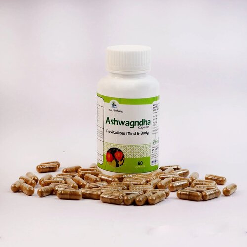 Ashwagandha Capsules - Herbal Blend , Supports Stress Relief, Reduces Cortisol, Enhances Fertility, Bolsters Muscle Mass, Antioxidant Properties  