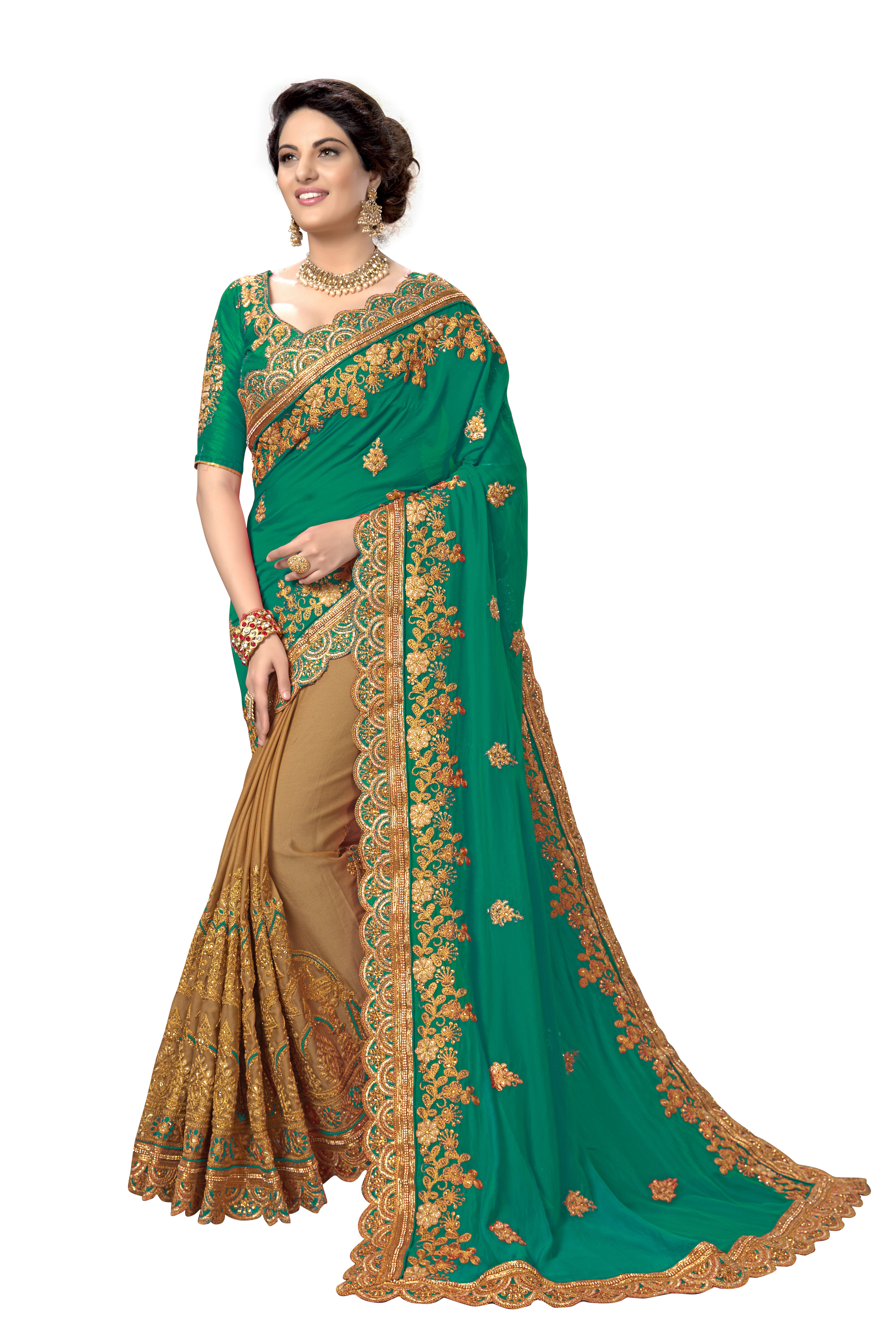 Red Silk Embroidered Work Saree