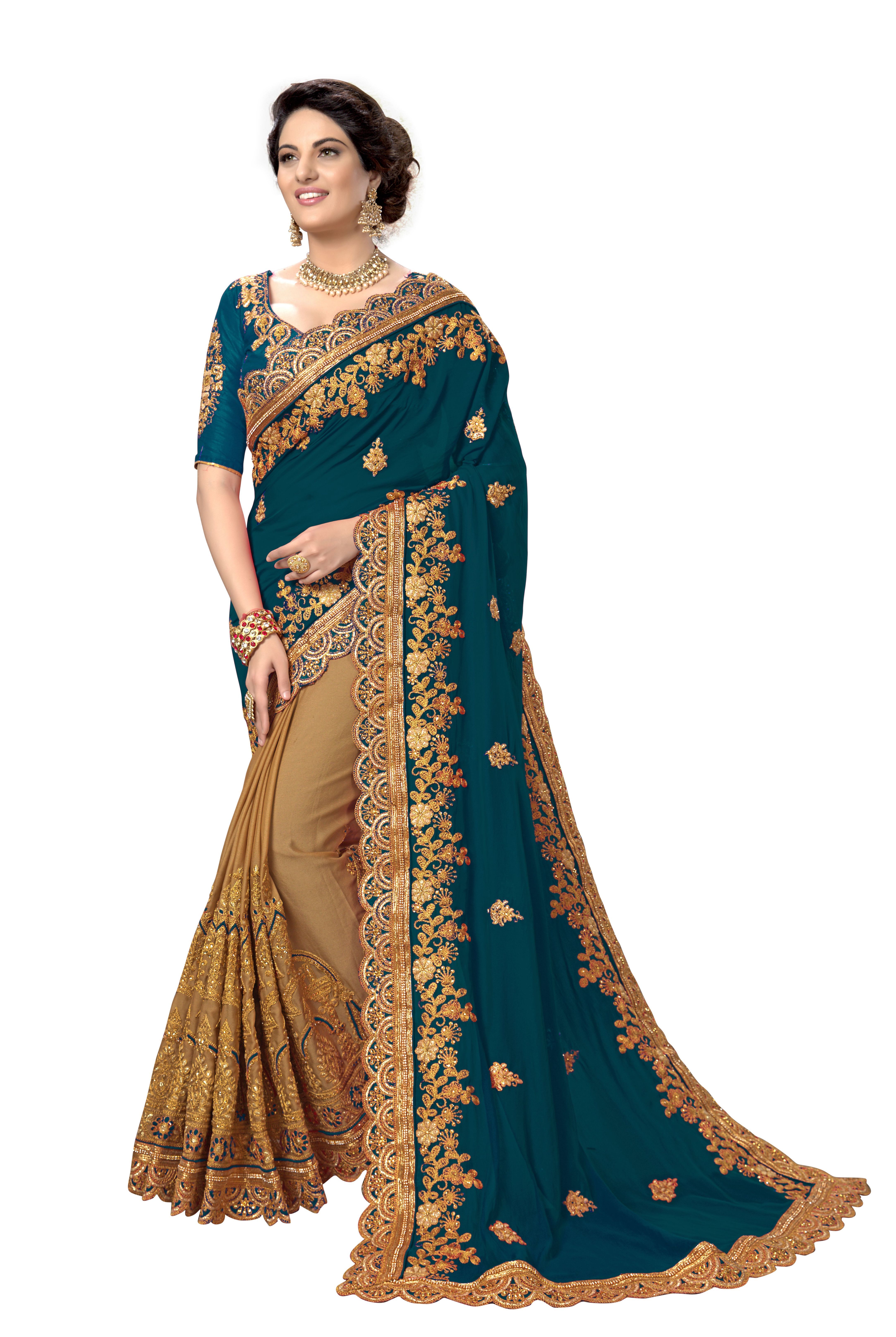 Red Silk Embroidered Work Saree