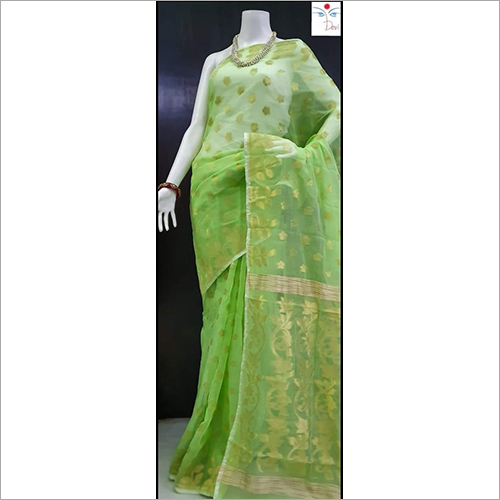 Green Ladies Rasom Moslin Jamdani Saree