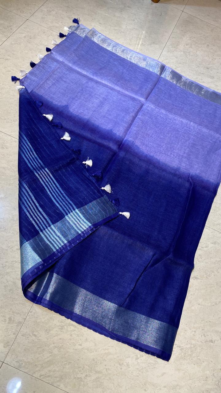 Best Quality Pure Linen By Linen 120 Count Tie And Die Saree - Silk Material, Party Wear, Seasonal Versatility For Rainy, Spring, Summer, Winter | Includes Blouse