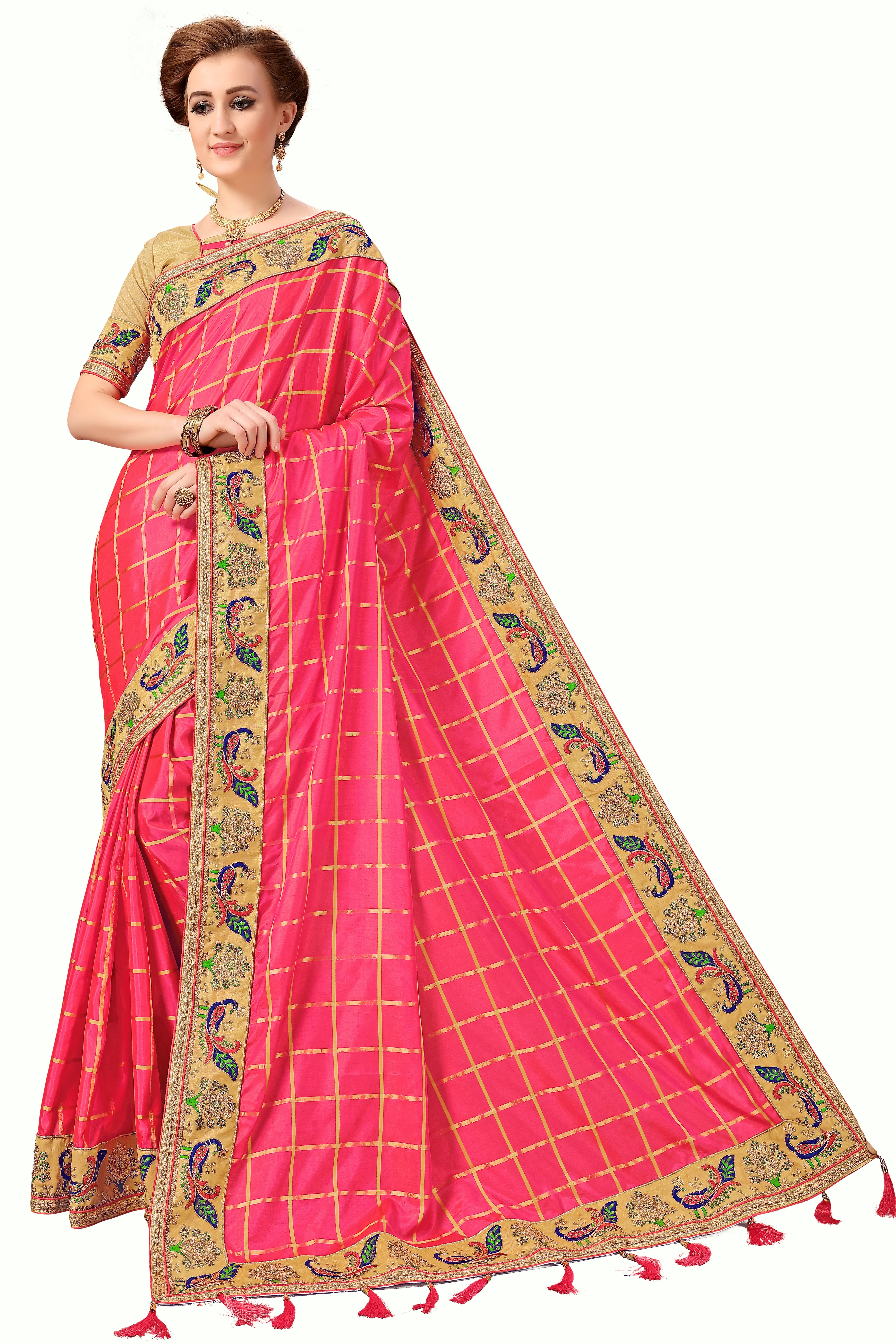 Red Peacock Design Silk Embroidered Work Saree