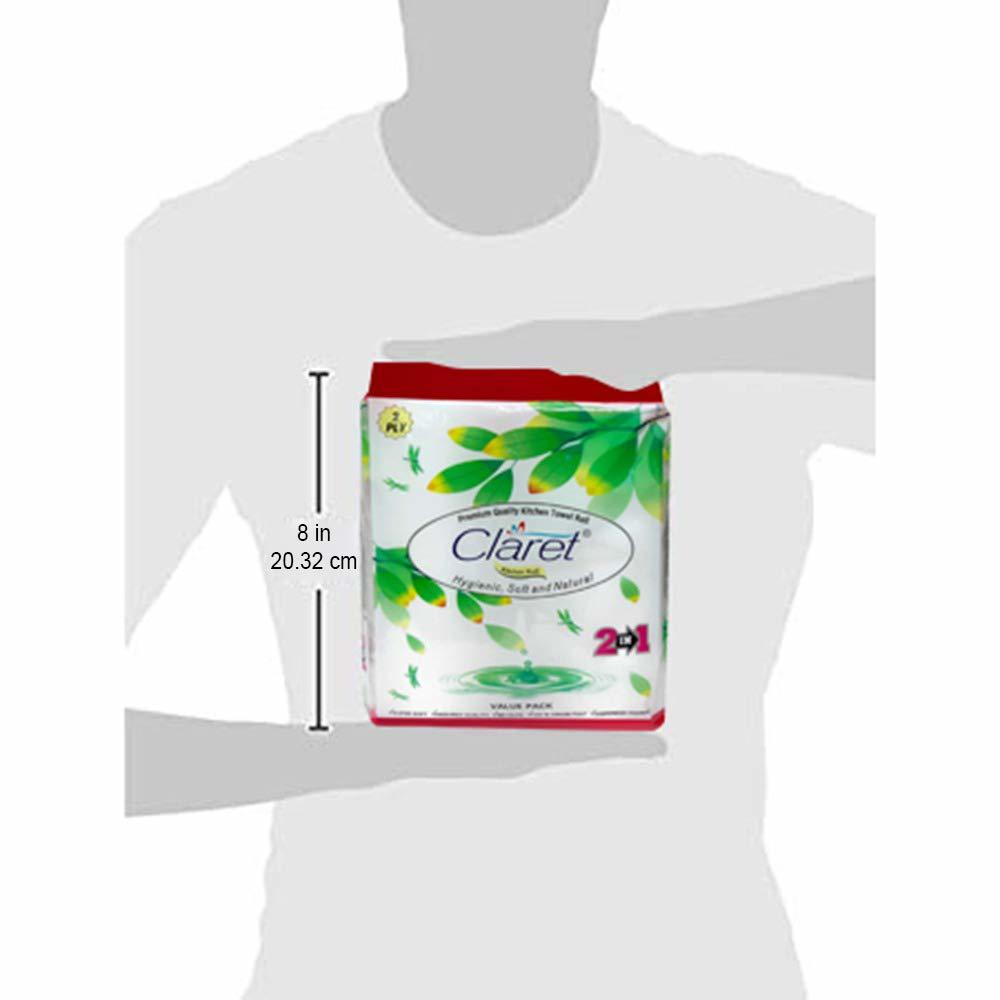 Claret Kitchen Value Pack - 2 Ply Kitchen Towel Roll & 1 Kg Aluminium Foil Roll | Hygienic, Safe For Food Wrap, Keeps Food Fresh